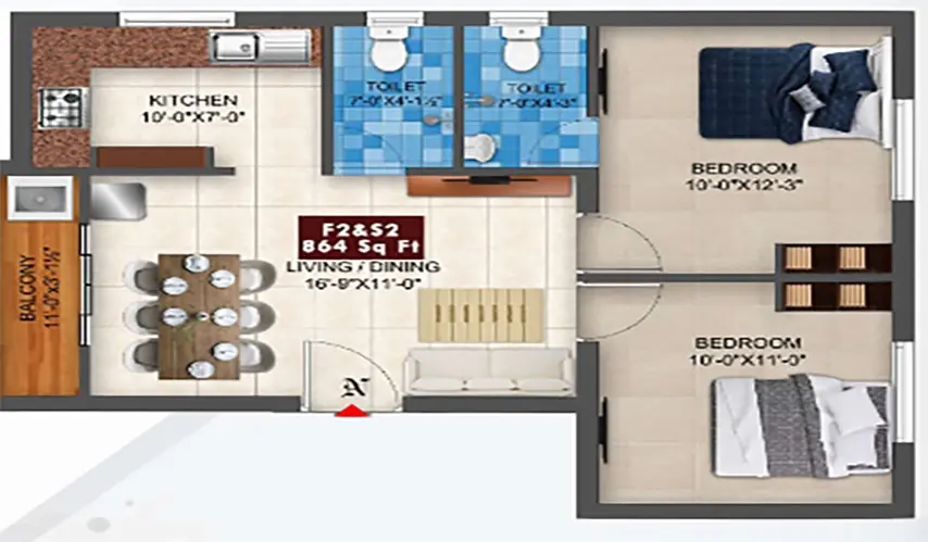 24040_twobhk_864_AK Rudraksha 864